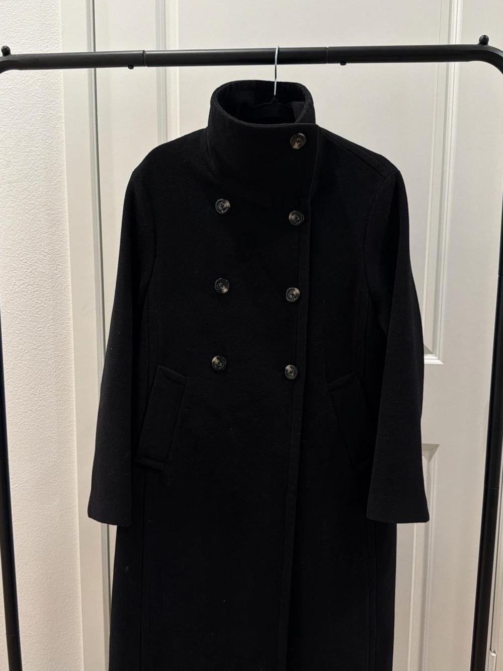 Mango Black FUNNEL NECK COAT